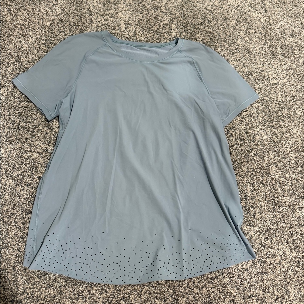 lulu light blue short sleeve workout shirt